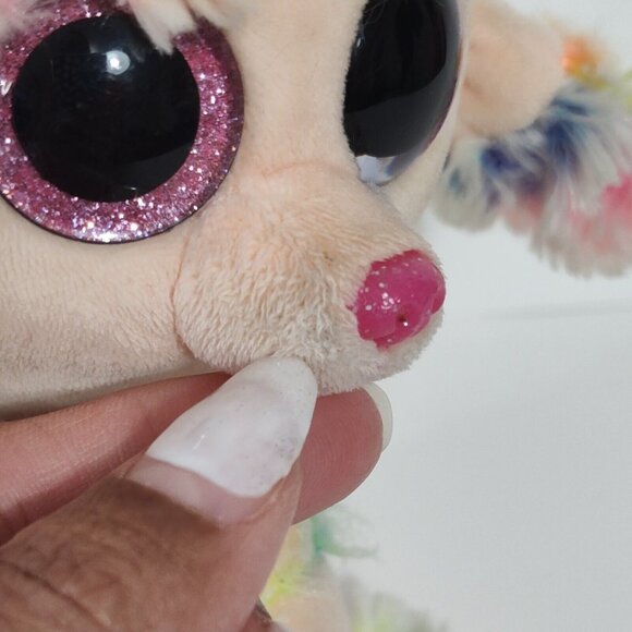 Ty Rainbow Poodle Dog Plush 2017 Stuffed Animal Big Glitter Eyes Colorful - Picture 11 of 11